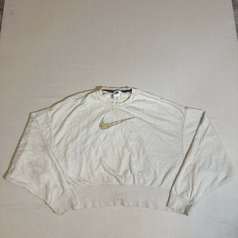 Nike Center Swoosh Cream Cropped Sweatshirt Size XS Women’s